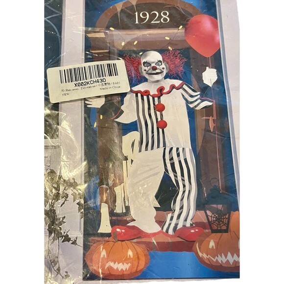 Spooky Creepy Scary Clown Red Ballon Door Cover Haunted House Halloween Prop NIP - Picture 2 of 4